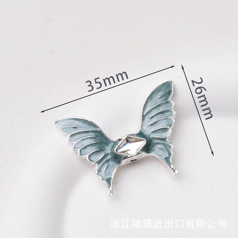 Wholesale 50PCS DIY Metal Electroplated Colorful Wings Butterfly Vertical Hole Loose Beads